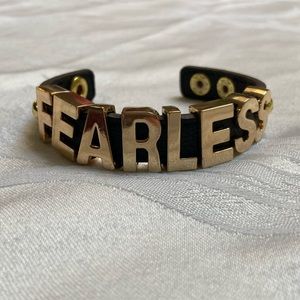Black Leather “FEARLESS” Bracelet